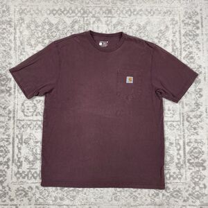 Carhartt T-Shirt Mens Red K87 Loose Short Sleeve Workwear Shirt Size Large
